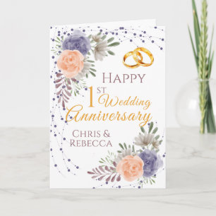 Carte 1er Mariage Anniversaire Peony Rose pourpre