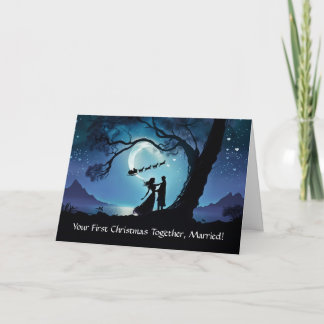 Carte 1er Noël en couple marié romantique