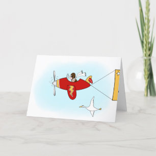 Carte 1er ou n'importe quel âge Avion rouge et jaune Ann