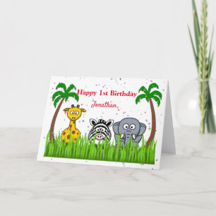 Carte 1er ou n'importe quel âge Jungle Anniversaire
