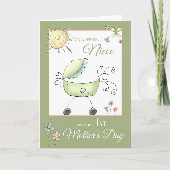 Carte 1ère Fête des Mères - Nièce Spéciale - Porte-Bébés (Devant)