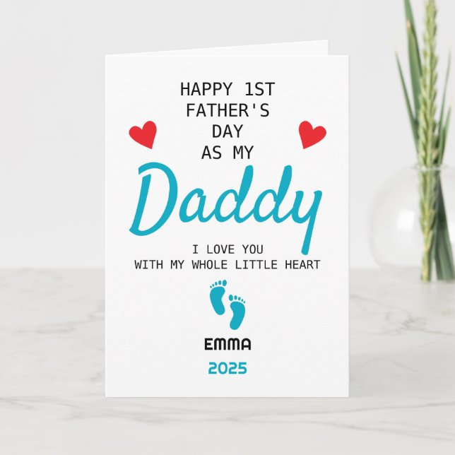 Carte 1ère Fête des pères personnalisée du cadeau bébé (Devant)