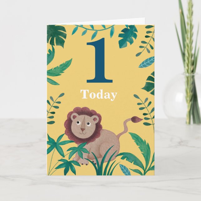 Carte 1sr Anniversaire Petit Lion Jungl (Devant)