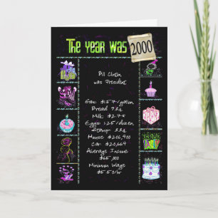 Carte 2000 Anniversaire Année Fun Trivia