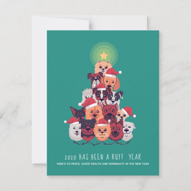 Carte 2020 C'est une année RUFF Arbre de Noël de chien (Devant)