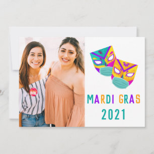 Carte 2021 covid quarantaine drôle mardi gras masque pho