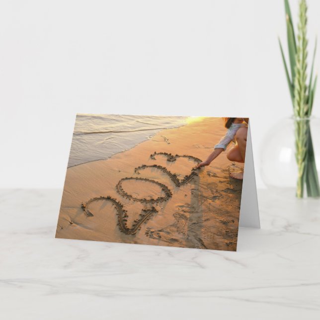 Carte 2023 Joyeux Nouvel An, Écriture De Sable De Plage (Devant)