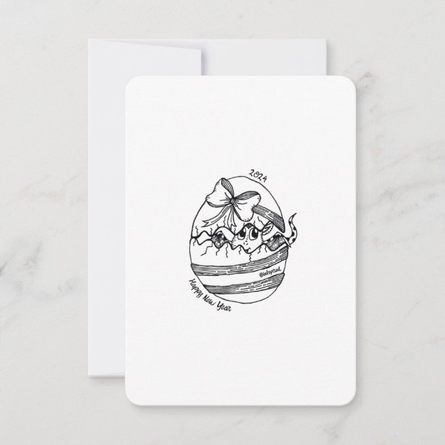 Carte 2024 Année du Dragon, Bonne Année (Devant)