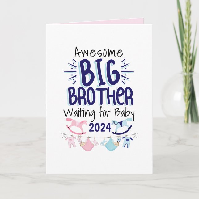 Carte 2024 Nouveau Big Brother en attente de bébé frère (Devant)