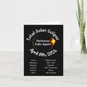 Carte 2024 Total Eclipse Darkness Falls à nouveau
