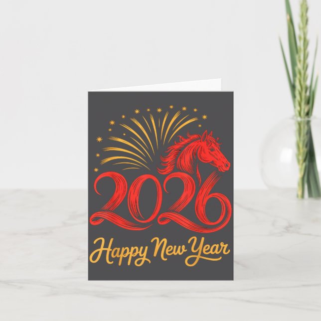 Carte 2026 Chinese Zodiac Horse Year Happy New Year Fire (Devant)
