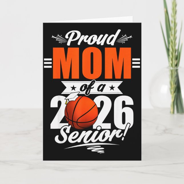 Carte 2026 Graduation Proud Mom Of A Basketball Senior  (Devant)