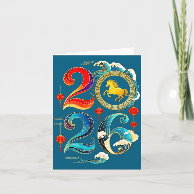 Carte 2026 Year Of The Horse Lunar Chinese New Year 2026 (Devant)