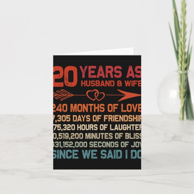 Carte 20 Ans Comme Mari Et Ami; Femme 20e Anniversaire G (Devant)