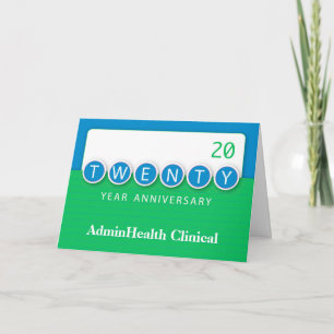 Carte 20 ans d'anniversaire d'employé avec cercles