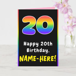 Carte 20e anniversaire : Arc-en-ciel coloré # 20, Nom pe