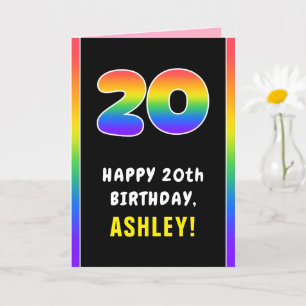 Carte 20e anniversaire : Arc-en-ciel coloré # 20, Nom pe