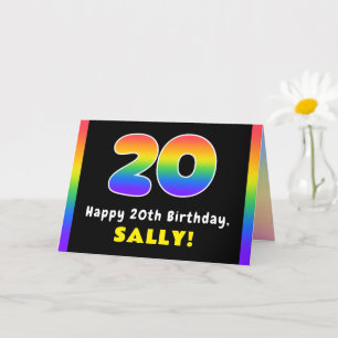 Carte 20e anniversaire : Arc-en-ciel coloré # 20, Nom pe