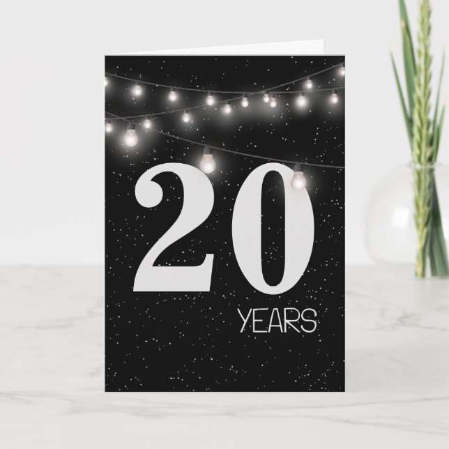 Carte 20e anniversaire avec lumières et étoiles (Devant)