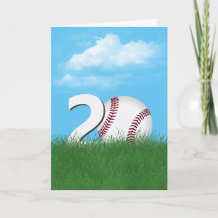 Carte 20e Anniversaire Baseball En Herbe Verte