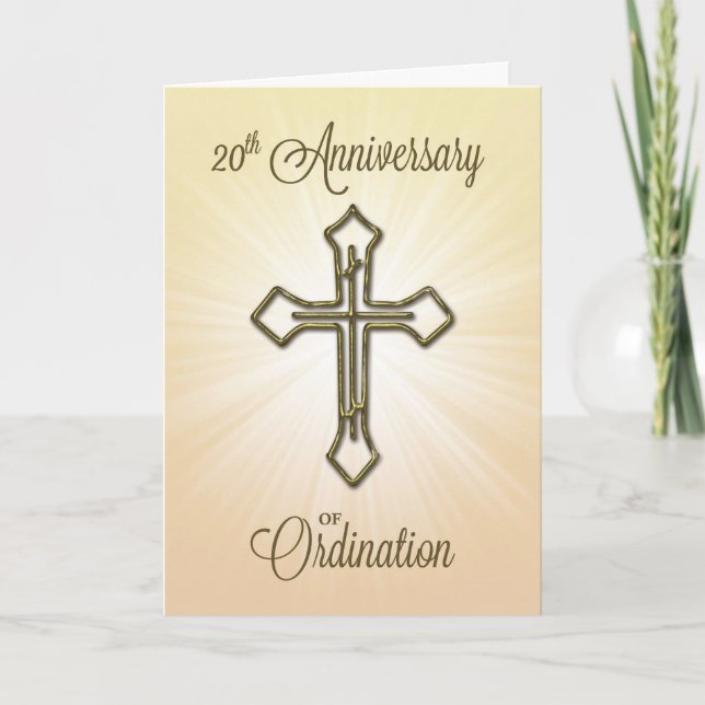 Carte 20e anniversaire de l'ordination, Croix d'or (Devant)