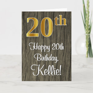 Carte 20e anniversaire : Elégant Faux Gold Look #, Faux 
