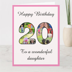 Carte 20e anniversaire fille grand collage photo Montage