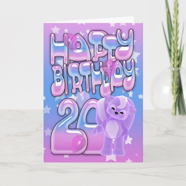 Carte 20e Anniversaire mignonne avec petit skunk (Devant)