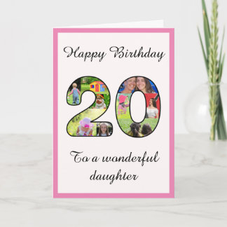 Carte 20e anniversaire Photo Collage Montage pour fille