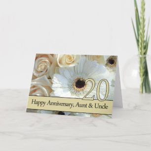 Carte 20ème anniversaire de Mariage Tante et oncle rose 