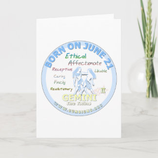 Carte 21 juin Anniversaire - Gemini