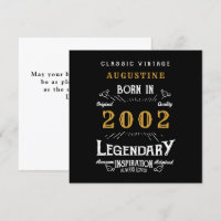 21e Anniversaire 2002 Retro Black Gold Greeting Ca