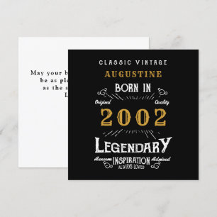 Carte 21e Anniversaire 2002 Retro Black Gold Greeting Ca