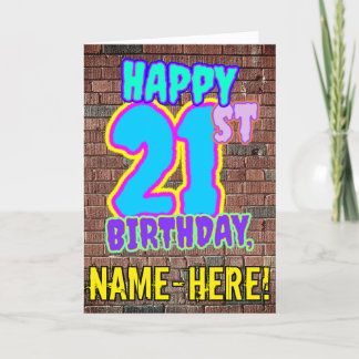 Carte 21e anniversaire - Amusant, Graffiti urbain inspir