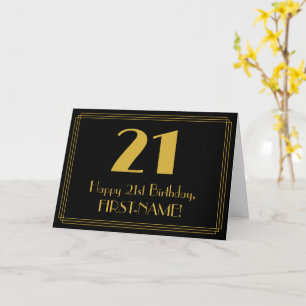 Carte 21e anniversaire : Art Déco Inspiré Look "21" + No