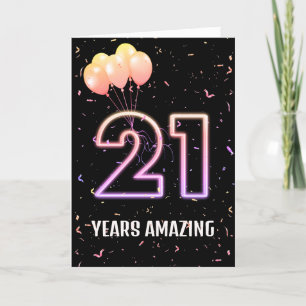 Carte 21e anniversaire Ballons et Confetti