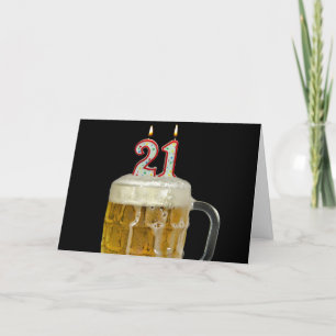 Carte 21e Anniversaire Bière en noir