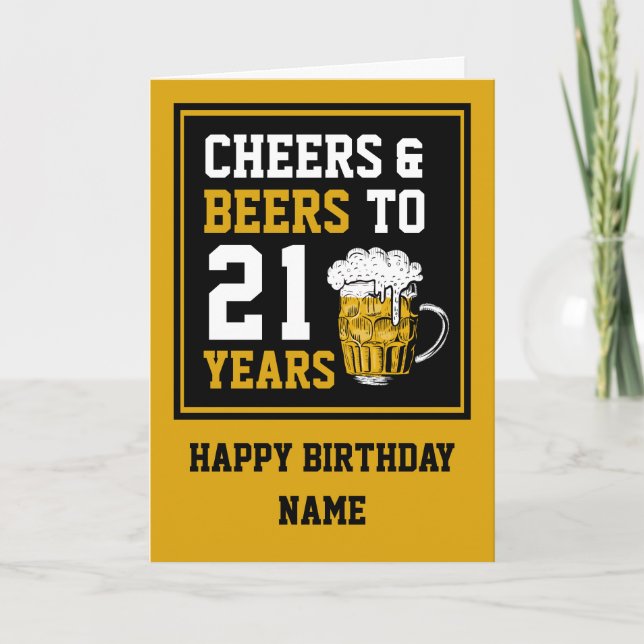 Carte 21e anniversaire Cheers & Bières à 21 ans (Devant)