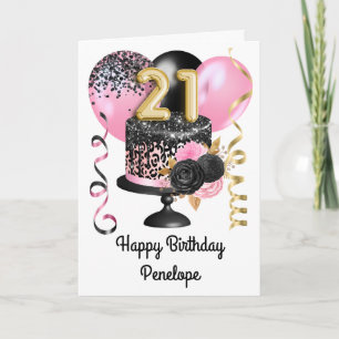 Carte 21e anniversaire de l'or rose et noir