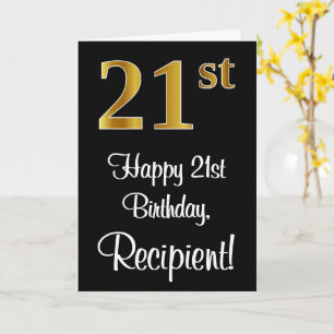 Carte 21e anniversaire ~ Elégant Luxueux Faux Gold Look 
