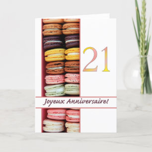 Carte 21e Anniversaire Français de Macaron-Joyeux !