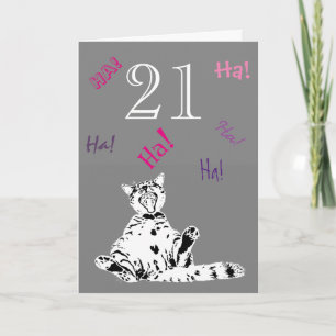 Carte 21e anniversaire Funny Chat pour Femme
