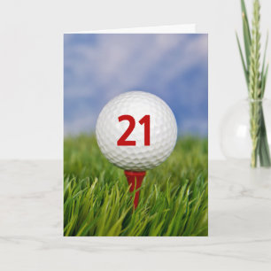 Carte 21e Anniversaire Golf Ball on Red Tee