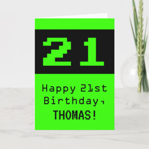 Carte 21e anniversaire : Nerdy / Geeky Style "21" et nom
