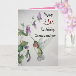 Carte 21e anniversaire petite-fille jolie colibri