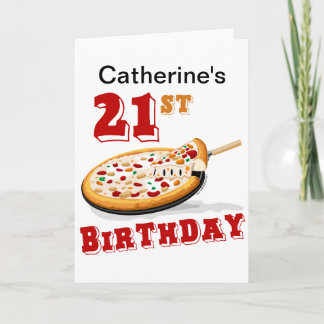Carte 21e anniversaire Pizza Party