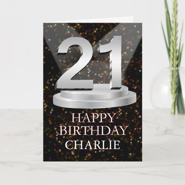 Carte 21e Anniversaire Points saillants Ajouter une cart (Devant)