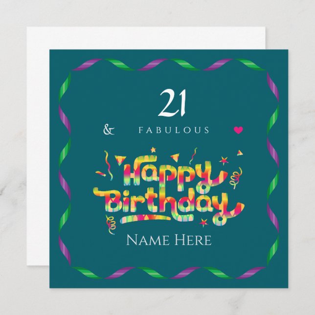 Carte 21e anniversaire pour quelqu'un Fabulous Custom (Devant / Derrière)