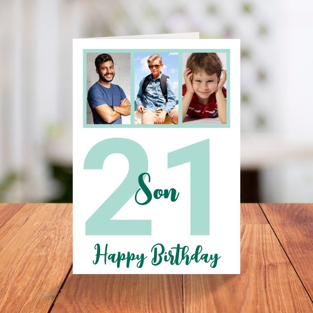Carte 21e anniversaire Son script moderne Photo Collage (Créateur téléchargé)