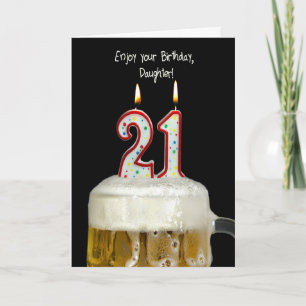 Carte 21e Bière d'anniversaire pour fille